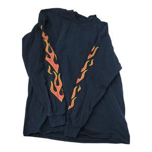 Ripple Junction Black Long Sleeve Flame Shirt Size M